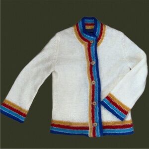 vintage 70s renée tener for outlander mohair wool acrylic blend knit cardigan L